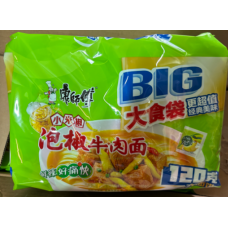 康师傅 BiG 泡椒牛肉面 136gx5/包【五连包】